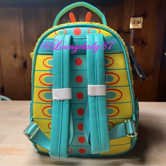 NWT A Bug's Life Heimlich Exclusive Sequined Loungefly Mini Backpack and Wallet - Picture 5 of 8
